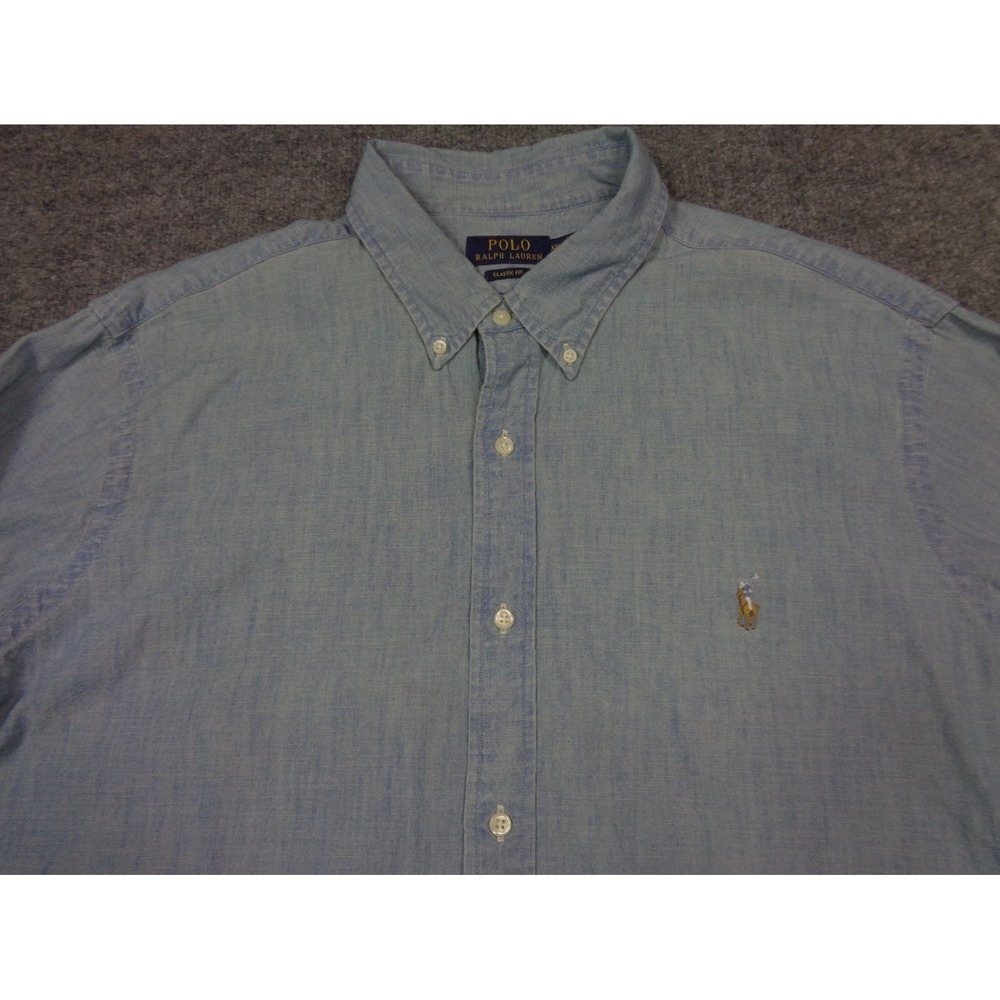 Ralph Lauren Shirt Men 2XL Denim Chambray Button Down Preppy Classic